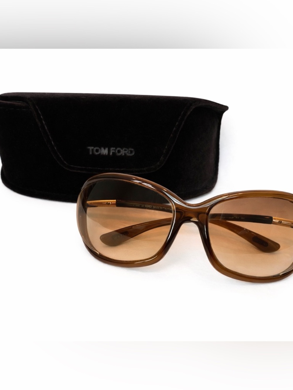 Tom Ford Jennifer TF0008 Oversized Sunglasses Brown Gradient Gold Logo
